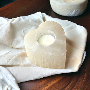 Selenite Heart Candle