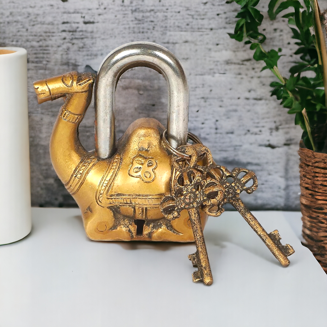 Brass Camel Padlock with two funtional keys