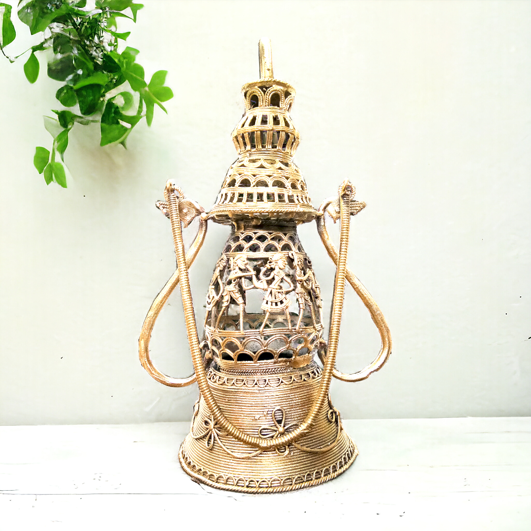 Dhokra Brass Hanging or Tabletop Lantern - mini