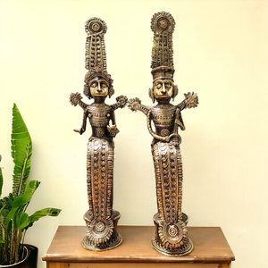 Jhitku Mitki Tribal God Couple Dhokra Statues