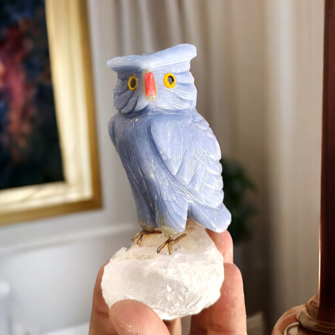 Angelite Owl Sculpture