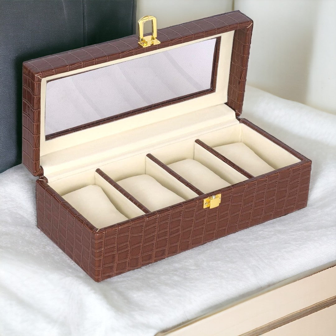 Leather Watch Box Organizer (4 Slot)