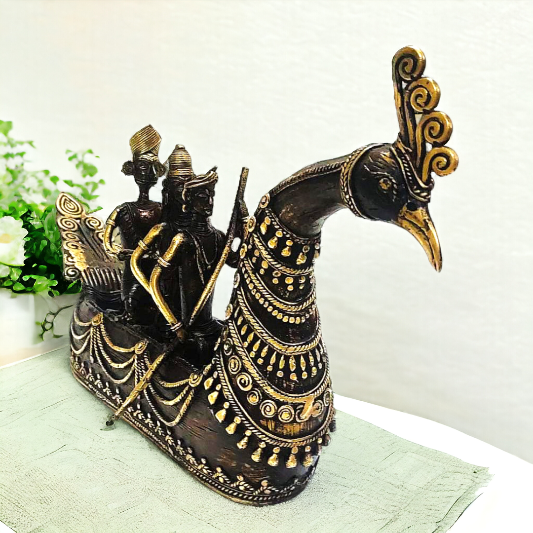 Peacock Boat Dhokra Brass Statue