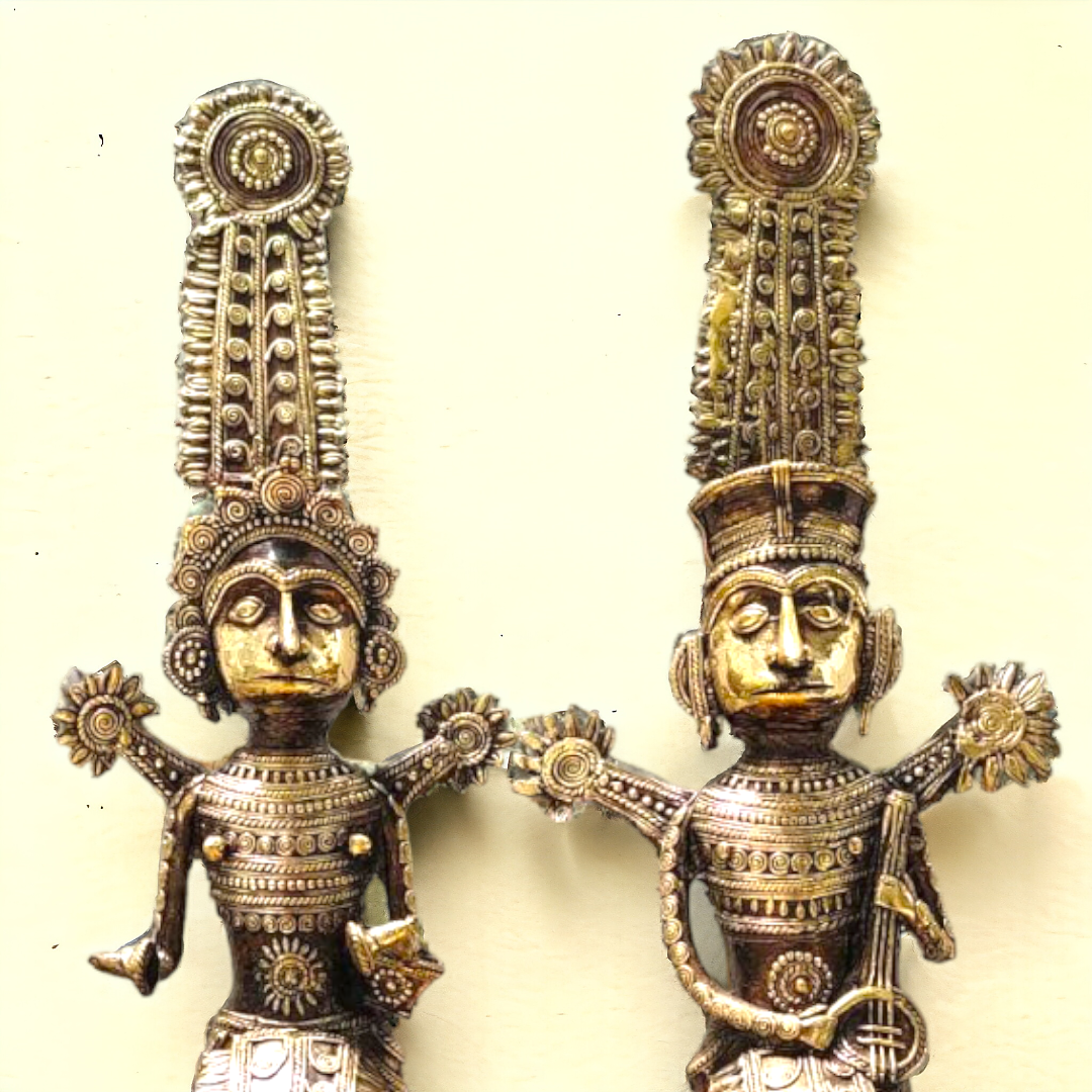 Jhitku Mitki Tribal God Couple Dhokra Statues