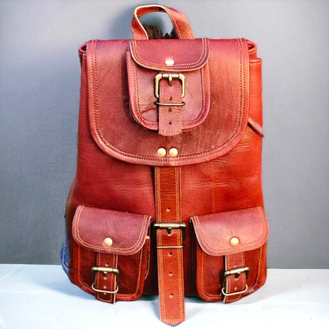 Ancient Brown Leather College Rucksack