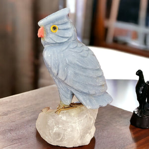 Angelite Owl Sculpture