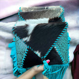 Cowhide Fur Leather Fringe Bag