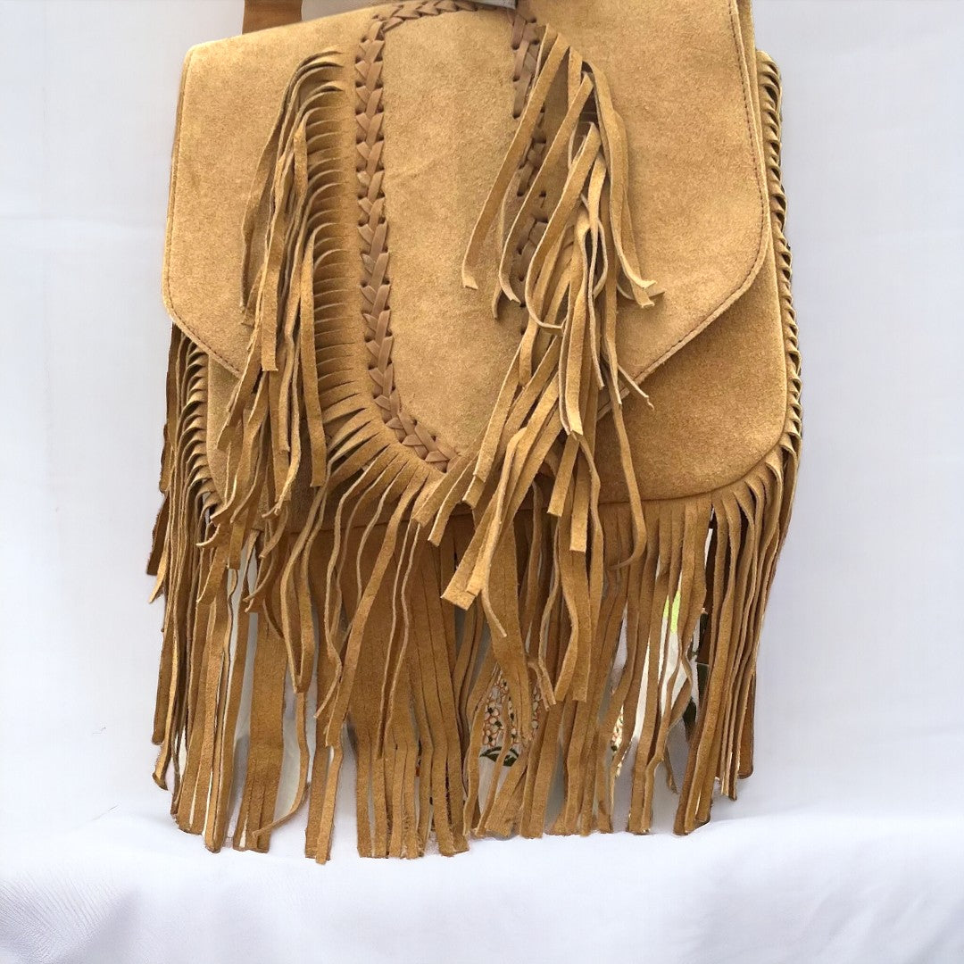 Handmade Suede Fringe Crossbody Bag