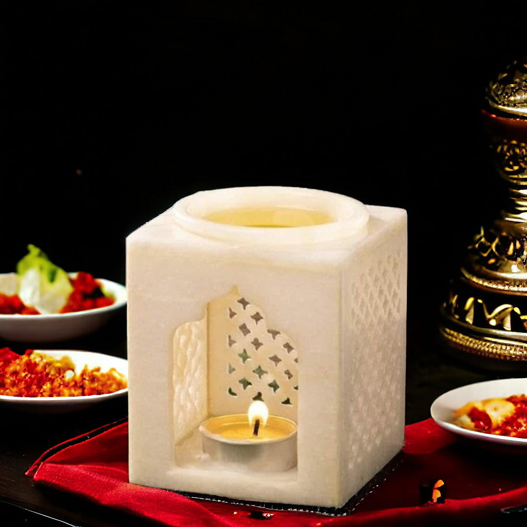 Essential Oil Burner marble, Crafted from exquisite natural white marble