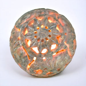 Hand-Carved Marble Dhoop and Tealight Candle Holder with Jali Work