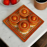 Handmade Meenakari marble serving tray