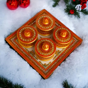 Handmade Meenakari marble serving tray