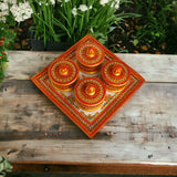 Handmade Meenakari marble serving tray