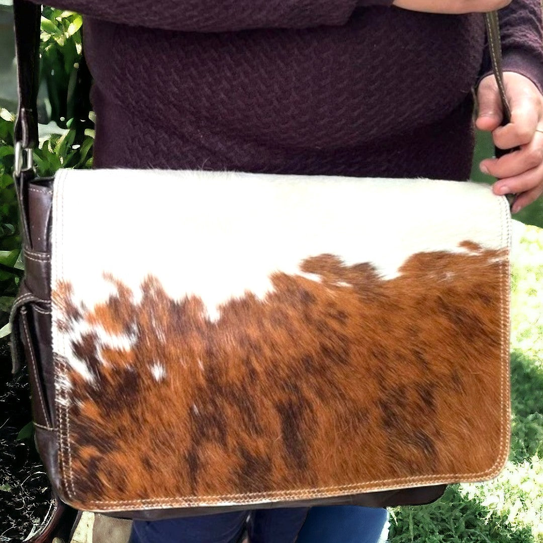 Cowhide Fur Leather Fringed Tote Bag