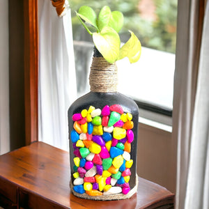 Bottle Planter with Marbles