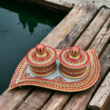 Handmade Meenakari Marble Serving Tray