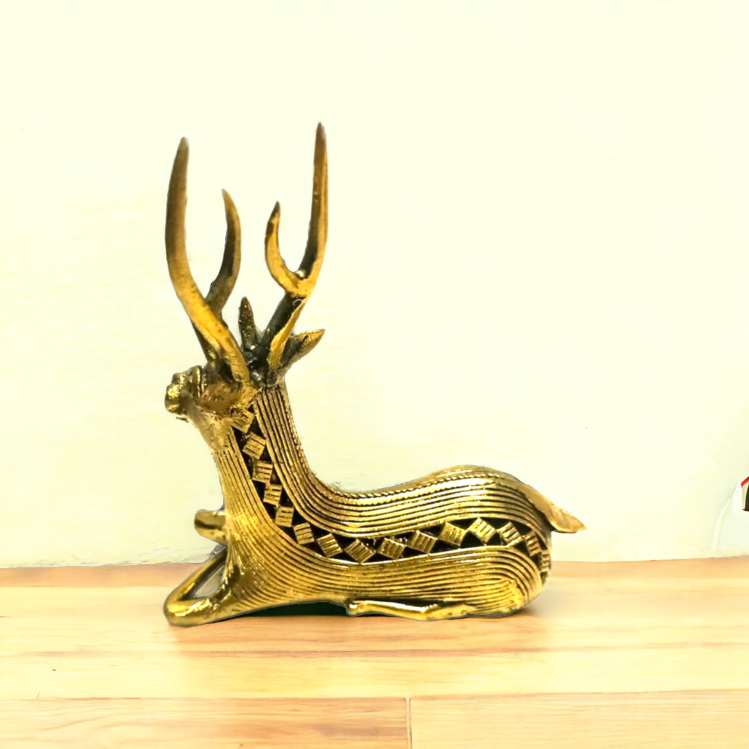 Ancient Art Brass Deer Statue