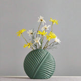 Leafy Round Ceramic Vase