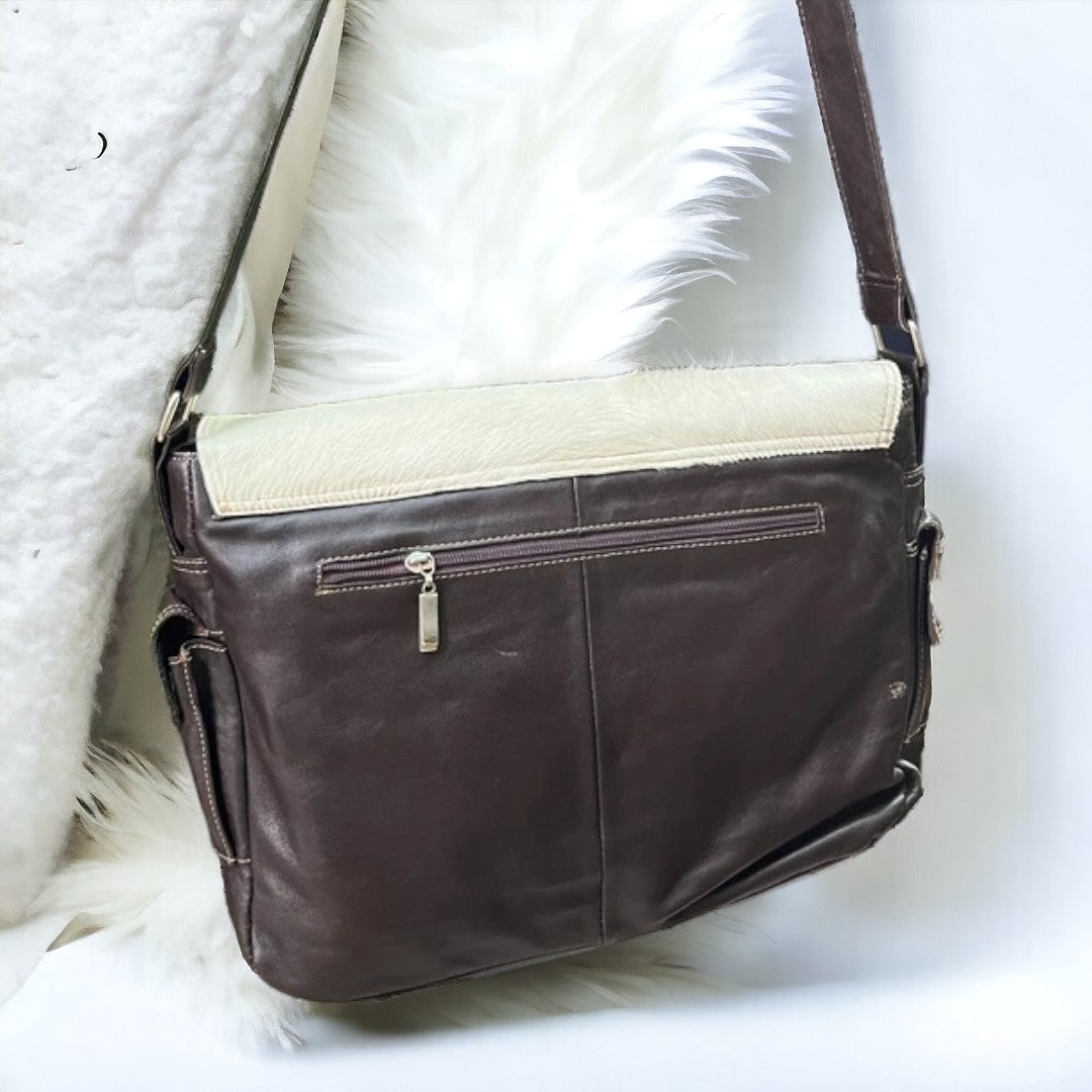 Cowhide Fur Leather Fringed Tote Bag