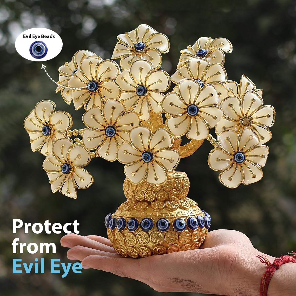 Vastu Fengshui Evil Eye Tree for Home Decor Protection Good Luck Charm Stability & Wisdom