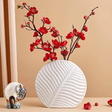 Leafy Round Ceramic Vase