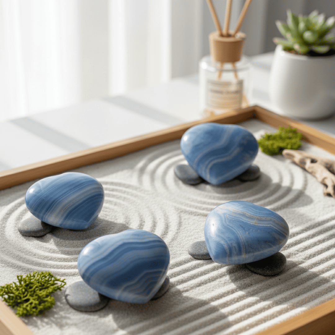 Natural Blue Lace Agate Heart Stone High Grade Super Quality (4)