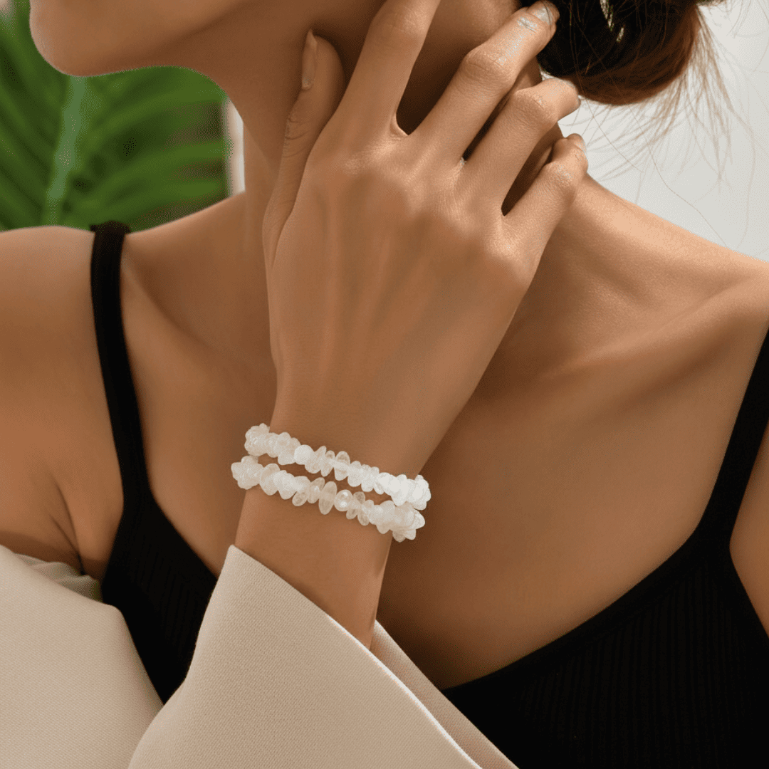 Natural Crystal Chips Bracelets (Pair of 3) (11)