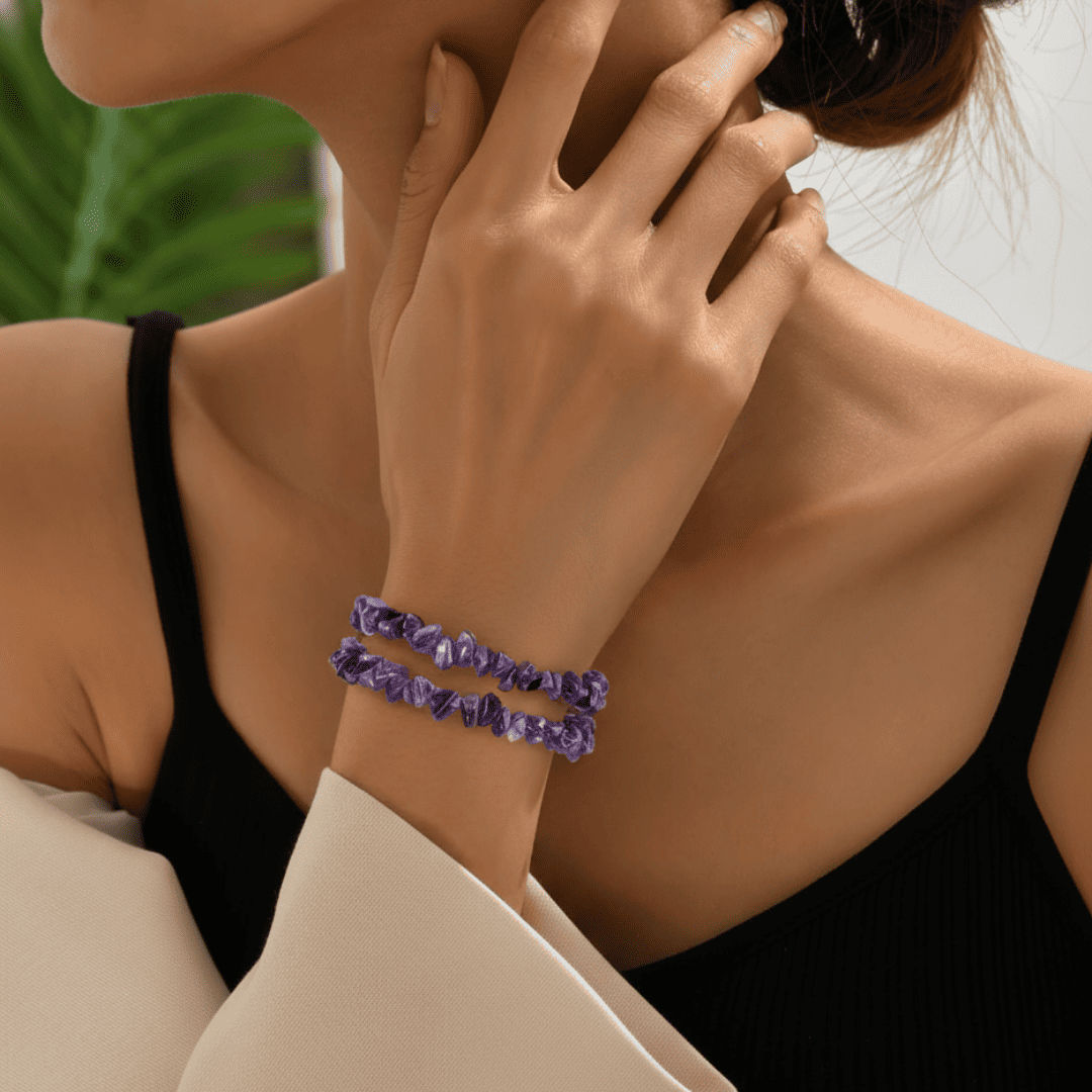 Natural Crystal Chips Bracelets (Pair of 3) (6)